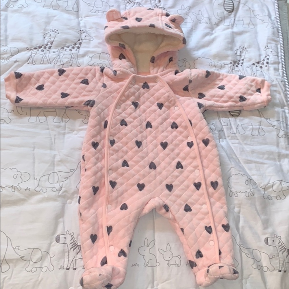 Nordstrom baby onesie with hoodie, size 6m.